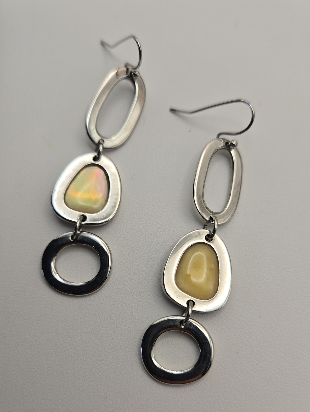 Lia Sophia Silver-Tone Drop Earrings with Yellow Gem Centers